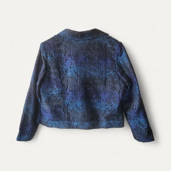 Christopher & Banks Blue Brocade Tapestry Zip Jacket XL - Picture 3 of 6
